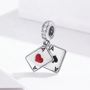 Ace of Hearts and Spades - Talisman argint