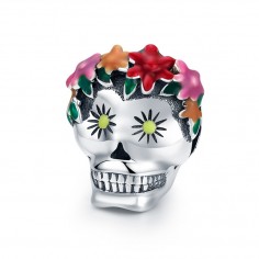 Flower Skull - Talisman argint