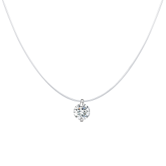 Round Diamond - Colier invizibil cu pandantiv argint