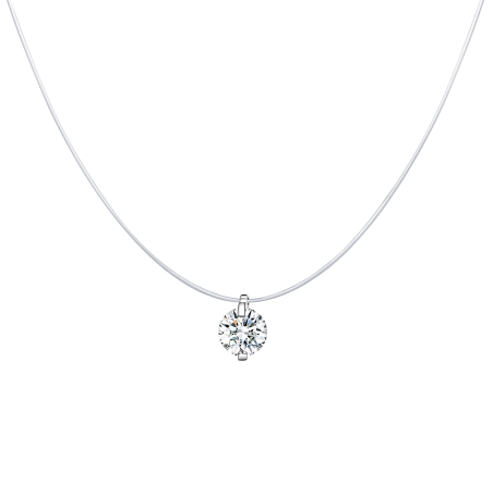 Round Diamond - Colier invizibil cu pandantiv argint