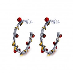 Autumn Leaves Hoop - Cercei argint