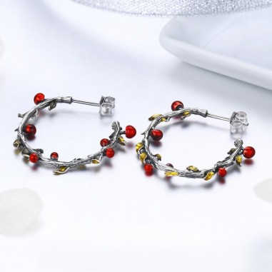 Autumn Leaves Hoop - Cercei argint