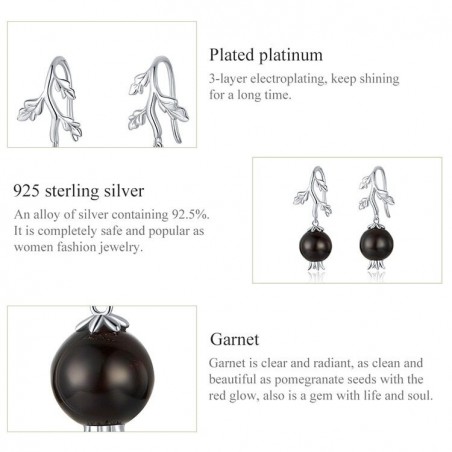 Mysterious Garnet - Cercei argint