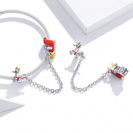 Santa & Rudolf - Lant de siguranta argint