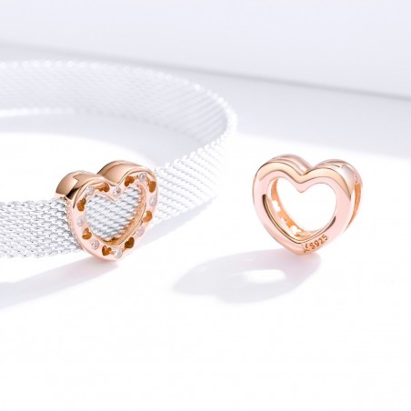 Heart Shape - Talisman argint rose gold Flat