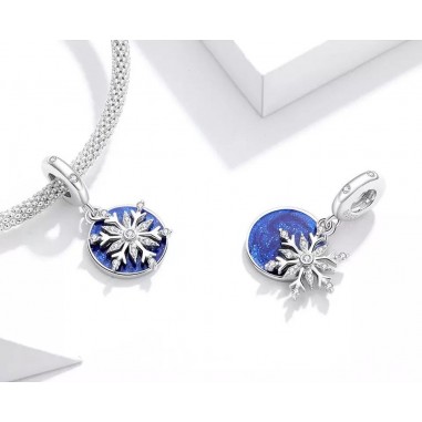 Snowy Night Sky - Talisman argint