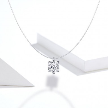 Square Diamond - Colier invizibil cu pandantiv argint