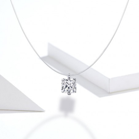 Square Diamond - Colier invizibil cu pandantiv argint