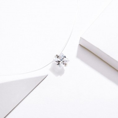 Square Diamond - Colier invizibil cu pandantiv argint