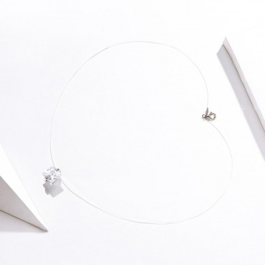 Square Diamond - Colier invizibil cu pandantiv argint