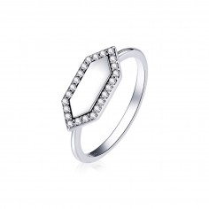 Geometric Stone - Inel argint