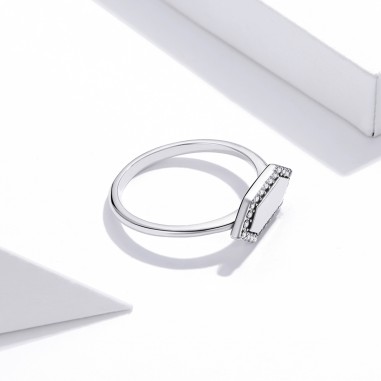 Geometric Stone - Inel argint