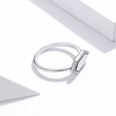 Geometric Stone - Inel argint