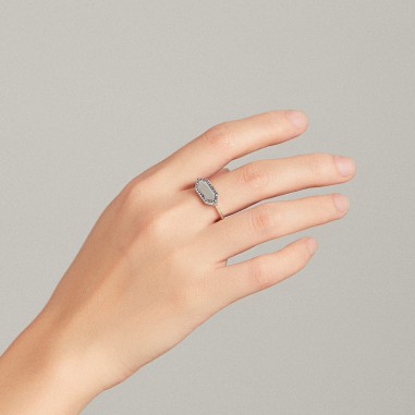 Geometric Stone - Inel argint