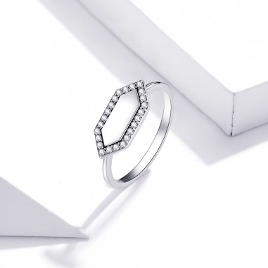 Geometric Stone - Inel argint