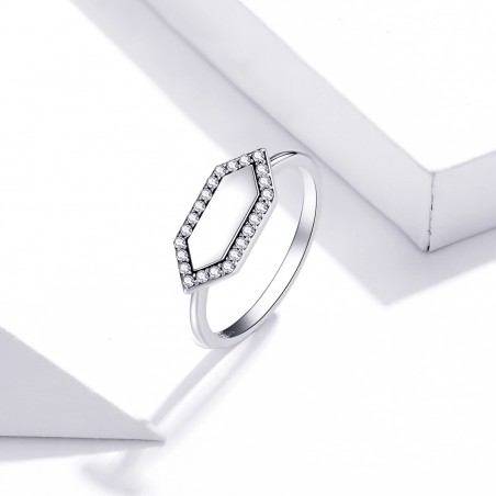 Geometric Stone - Inel argint