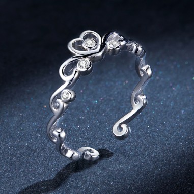 Crowned with Love - Inel argint reglabil