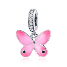 Pink Butterfly - Talisman argint