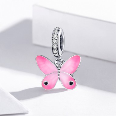 Pink Butterfly - Talisman argint