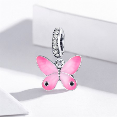 Pink Butterfly - Talisman argint