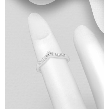 Dazzling V Shape - Inel argint falanga