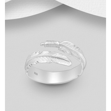 Lovely Feather - Inel argint reglabil