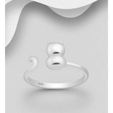 Playful Cat - Inel argint reglabil
