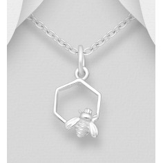 Bee and Honeycomb - Pandantiv argint 2