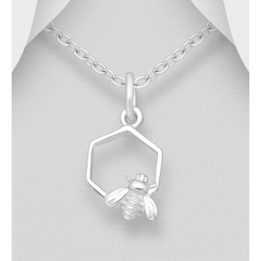 Bee and Honeycomb - Pandantiv argint