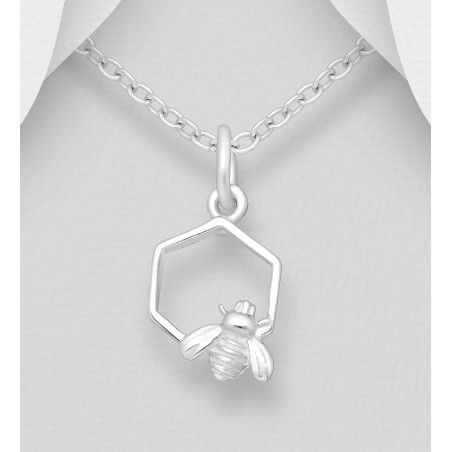 Bee and Honeycomb - Pandantiv argint