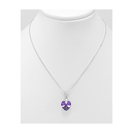 Swarovski Heart (Heliotrope) - Colier argint