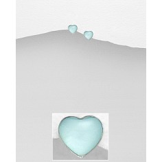 Blue Shell Heart - Cercei argint