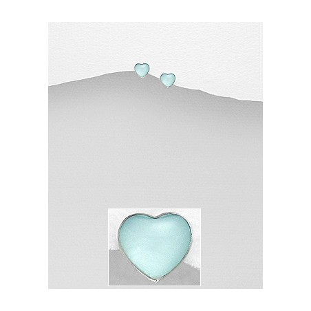 Blue Shell Heart - Cercei argint