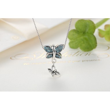 Blue Crystals Butterfly - Talisman argint