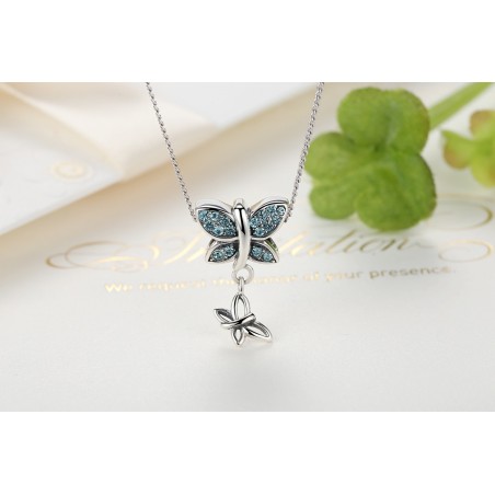 Blue Crystals Butterfly - Talisman argint