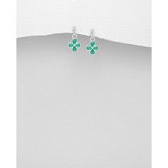 Green Clovers - Cercei argint