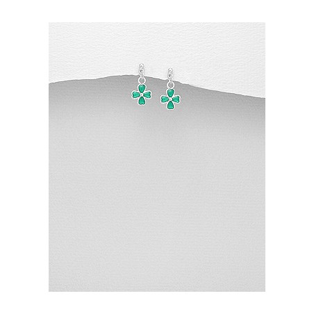 Green Clovers - Cercei argint