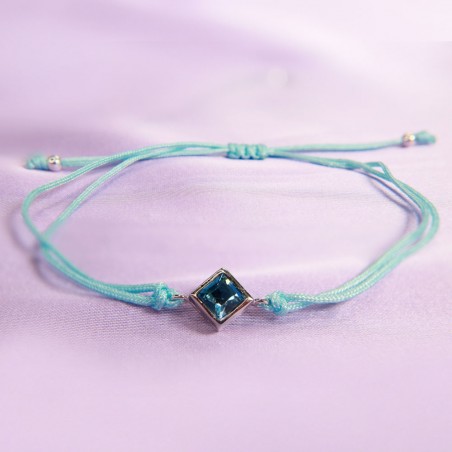 Aquamarine Swarovski - Bratara cu snur