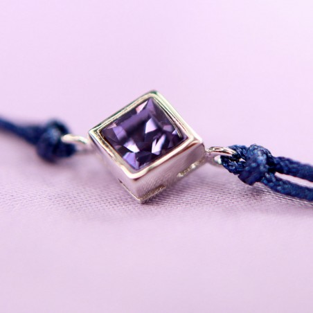 Tanzanite Swarovski - Bratara cu snur