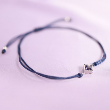 Tanzanite Swarovski - Bratara cu snur