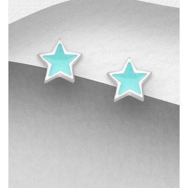 Turquoise Stars - Cercei argint