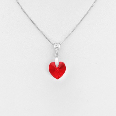 Swarovski Heart (Light Siam) - Colier argint