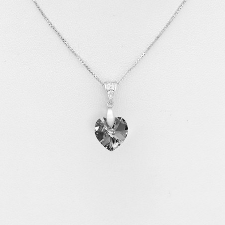 Swarovski Heart (Silver Night) - Colier argint