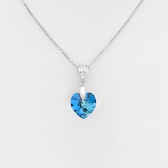 Swarovski Heart (Bermuda Blue) - Colier argint