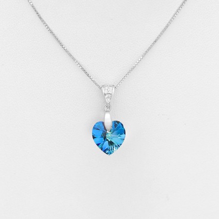 Swarovski Heart (Bermuda Blue) - Colier argint