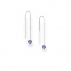 Long Circles (Purple) - Cercei argint