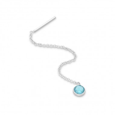 Long Circles (Sky Blue) - Cercei argint