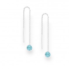 Long Circles (Sky Blue) - Cercei argint