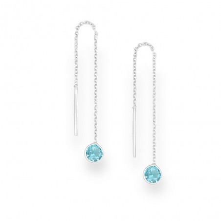 Long Circles (Sky Blue) - Cercei argint