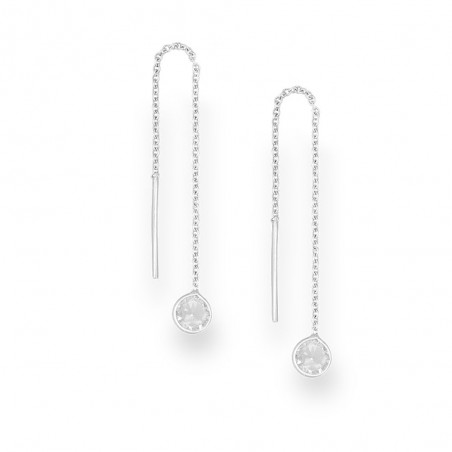 Long Circles (White) - Cercei argint